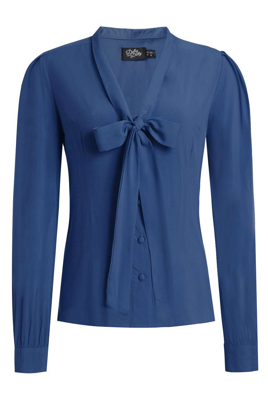 Front view of Margaret Long Sleeved Blouse In Royal Blue