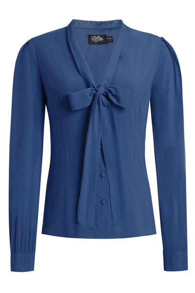 Front view of Margaret Long Sleeved Blouse In Royal Blue