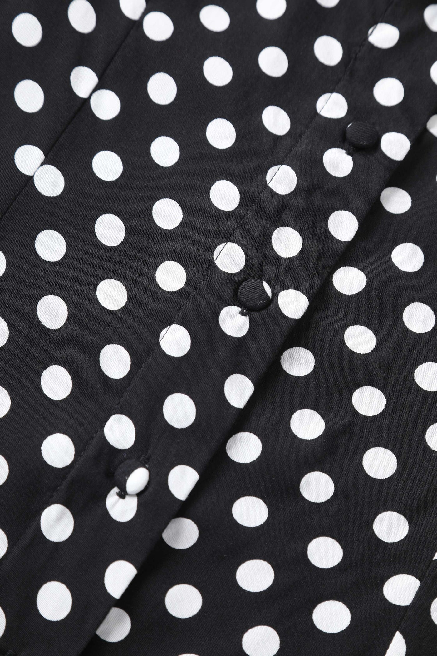 Button of Margaret Polka Dot Long Sleeved Blouse In Black
