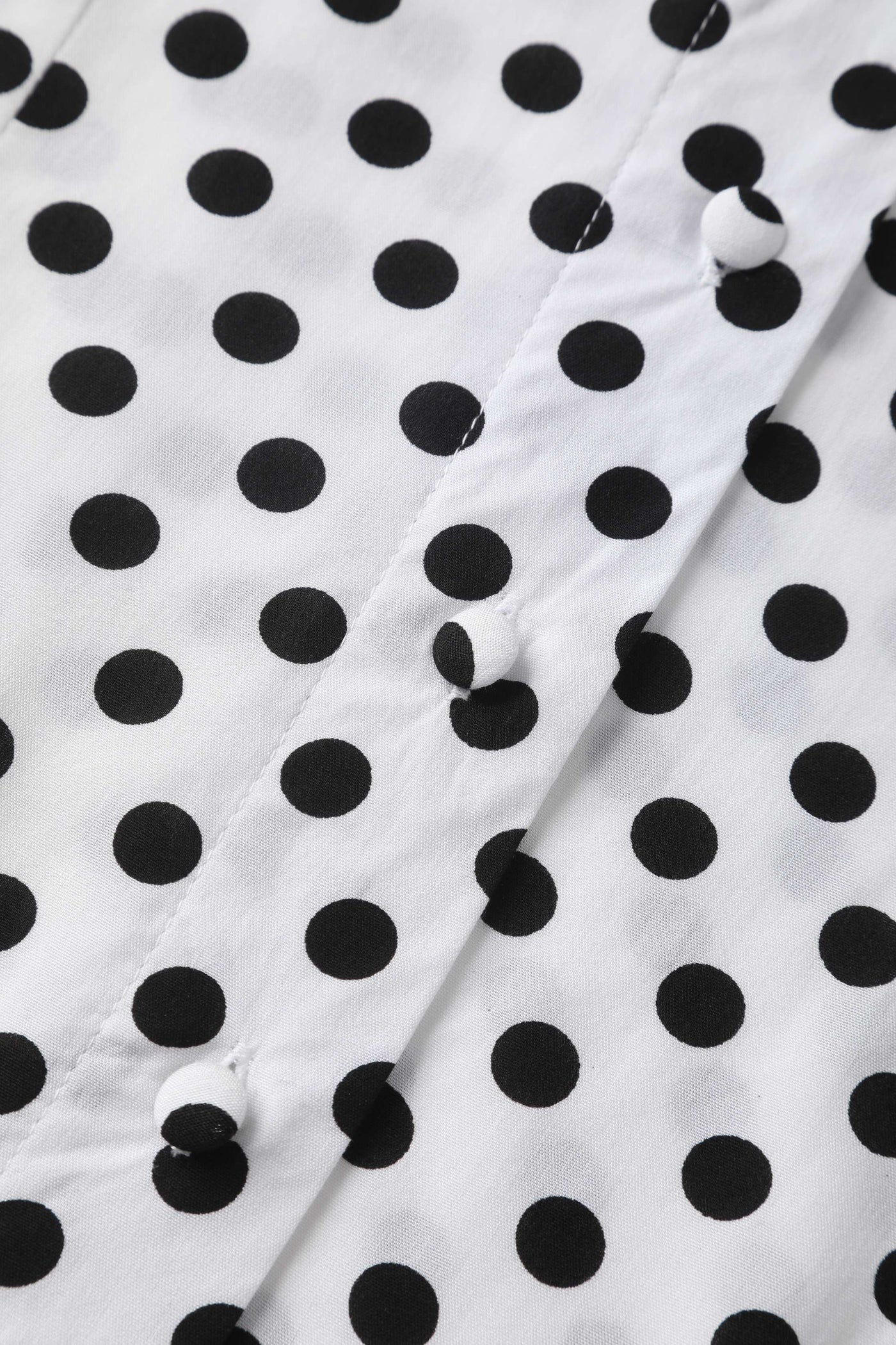 Button of Margaret Polka Dot Long Sleeved Blouse In White