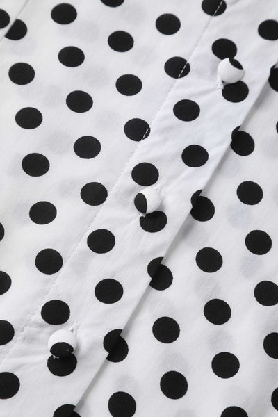 Button of Margaret Polka Dot Long Sleeved Blouse In White