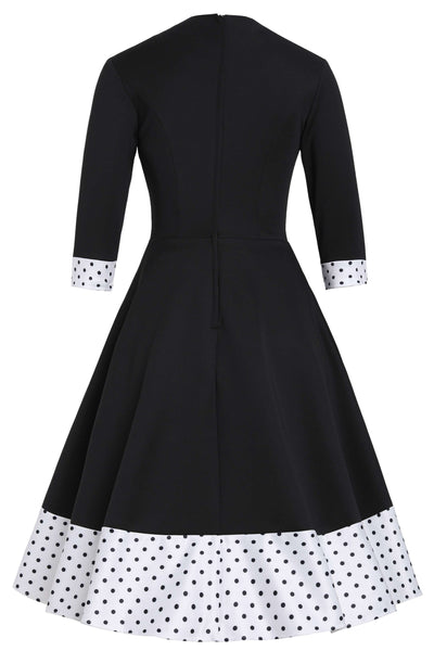 Back view of Maria Black Circle Dress With Polka Dots