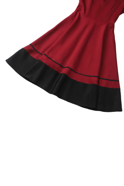 Close up view of Maria Burgundy Circle Dress