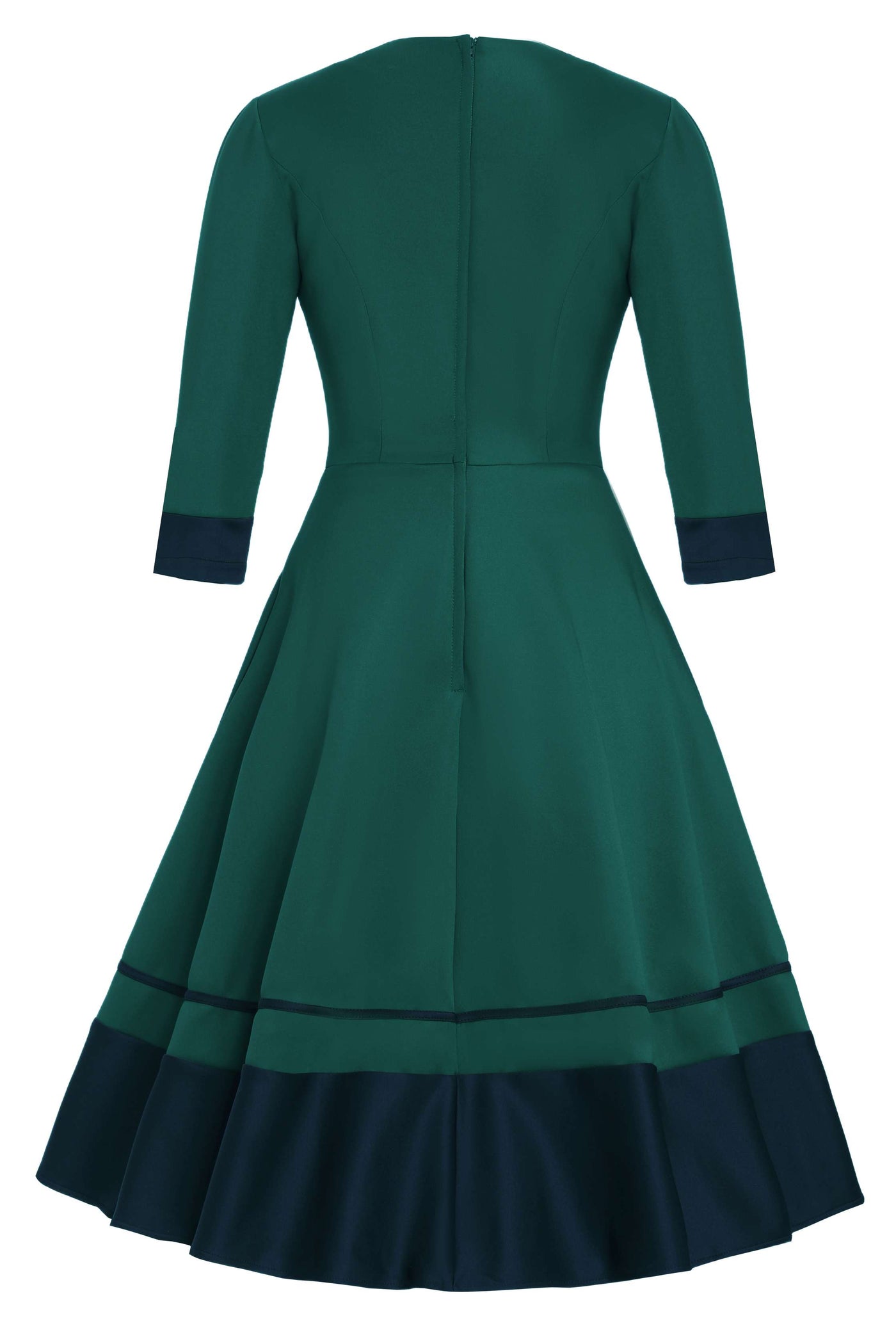 Back view of Maria Circle Dress in Green & Blue