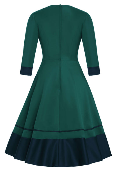 Back view of Maria Circle Dress in Green & Blue