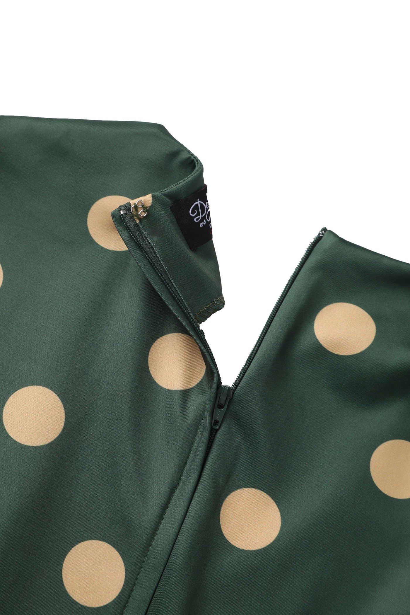 Zipper of Maria Green Circle Dress With Polka Dots