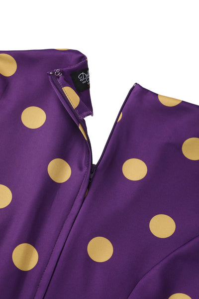 Zipper of Maria Purple Circle Dress With Polka Dots