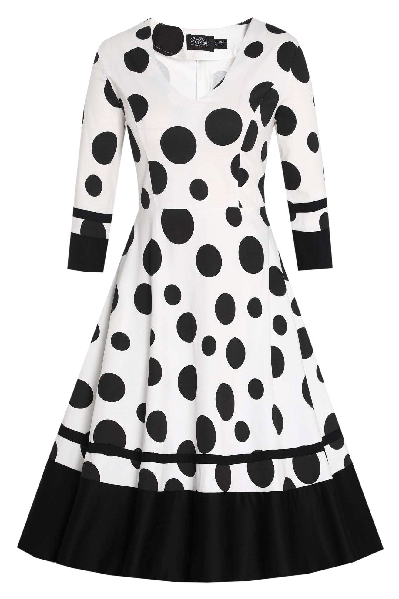 Front view of Maria White Circle Dress With Polka Dots