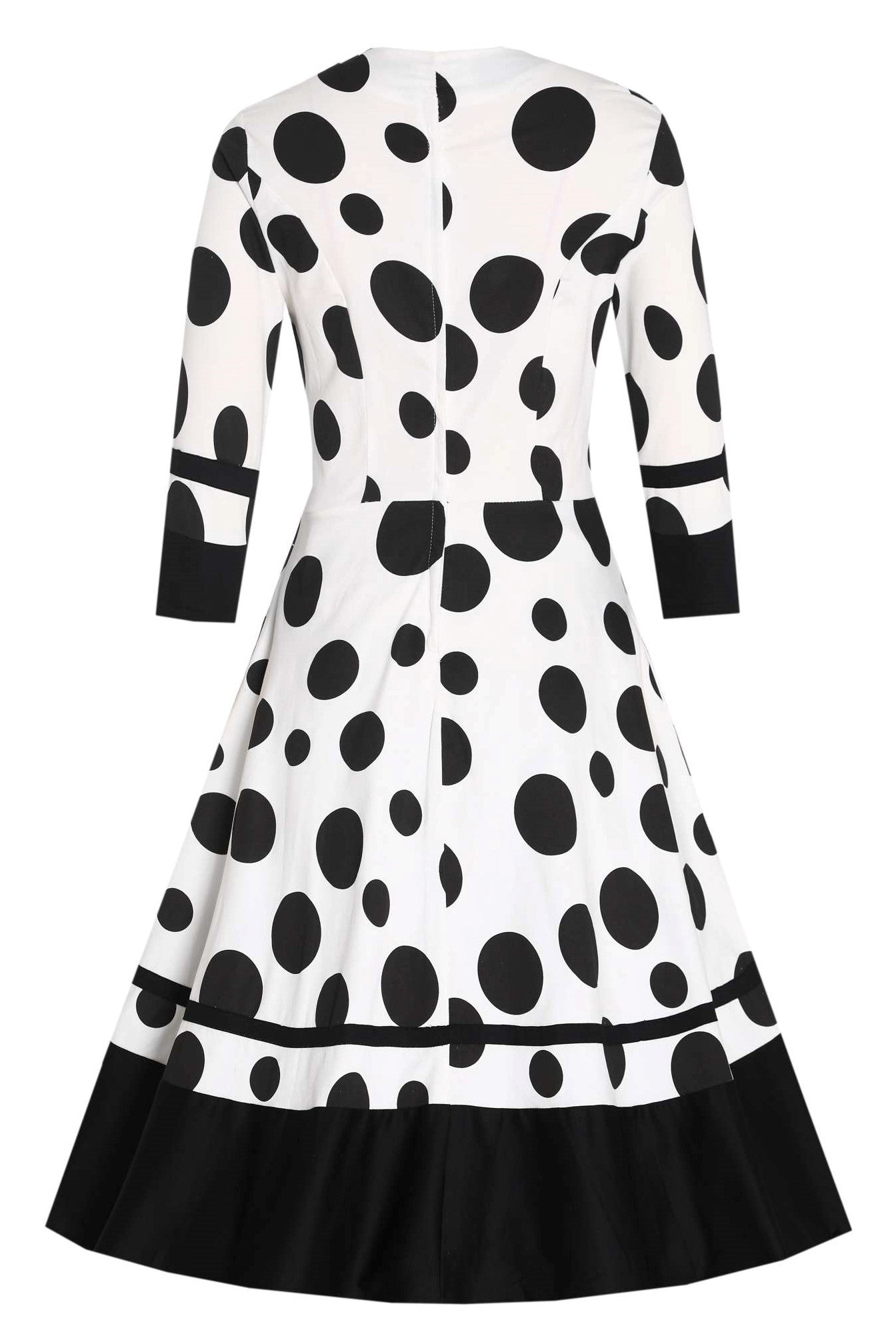 Back view of Maria White Circle Dress With Polka Dots