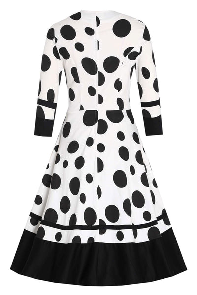 Back view of Maria White Circle Dress With Polka Dots
