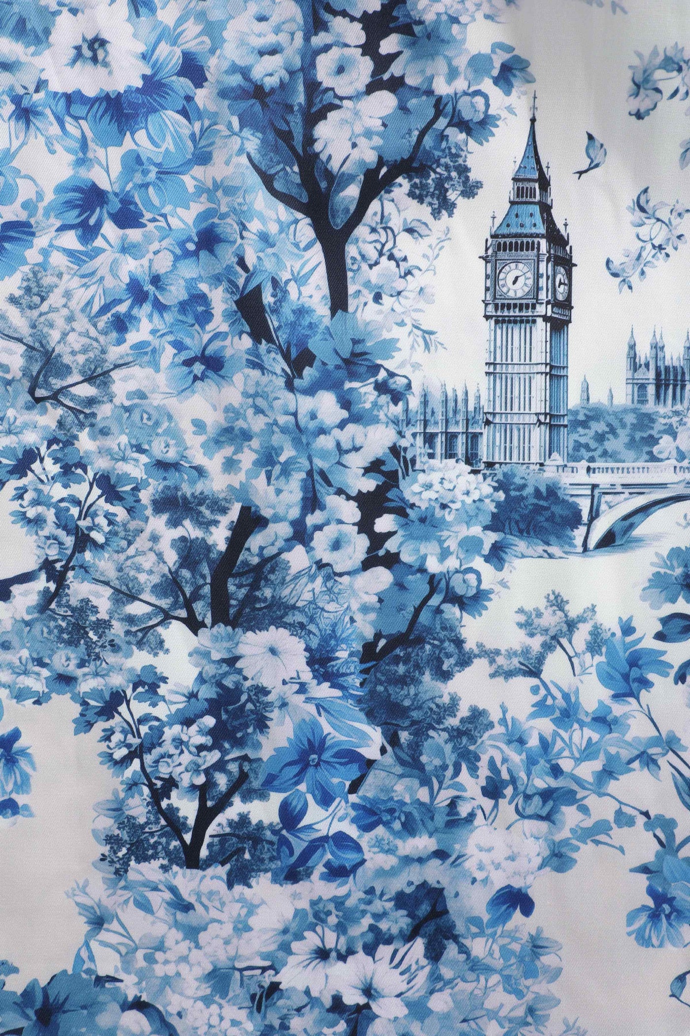 Pattern of May White Crossover Bust Dress In Big Ben Print
