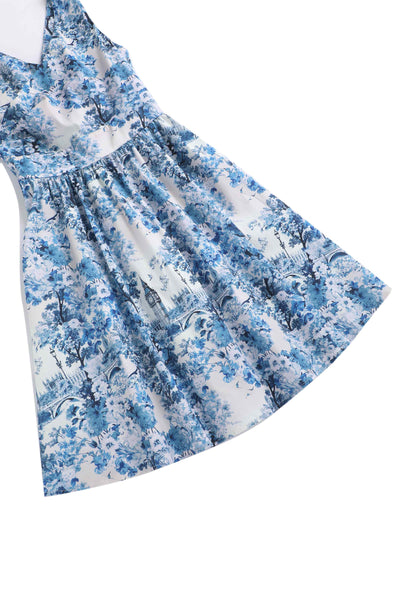 The skirt of May White Crossover Bust Dress In Big Ben Print