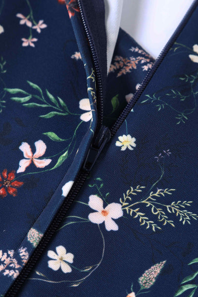 Close up View of Meadow Floral Short Sleeved Dress