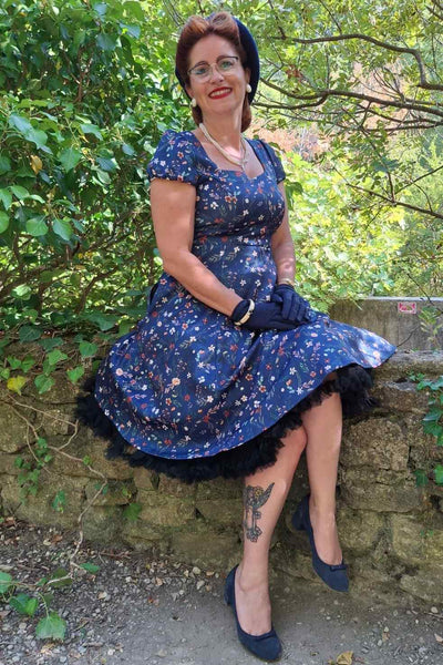 Claudia Meadow Navy Blue Cap Sleeved Dress