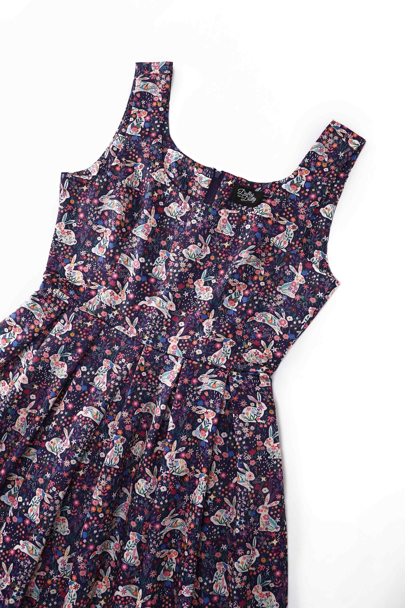 Close up view of Meadow Hopper Swing Dress