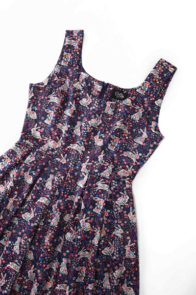 Close up view of Meadow Hopper Swing Dress