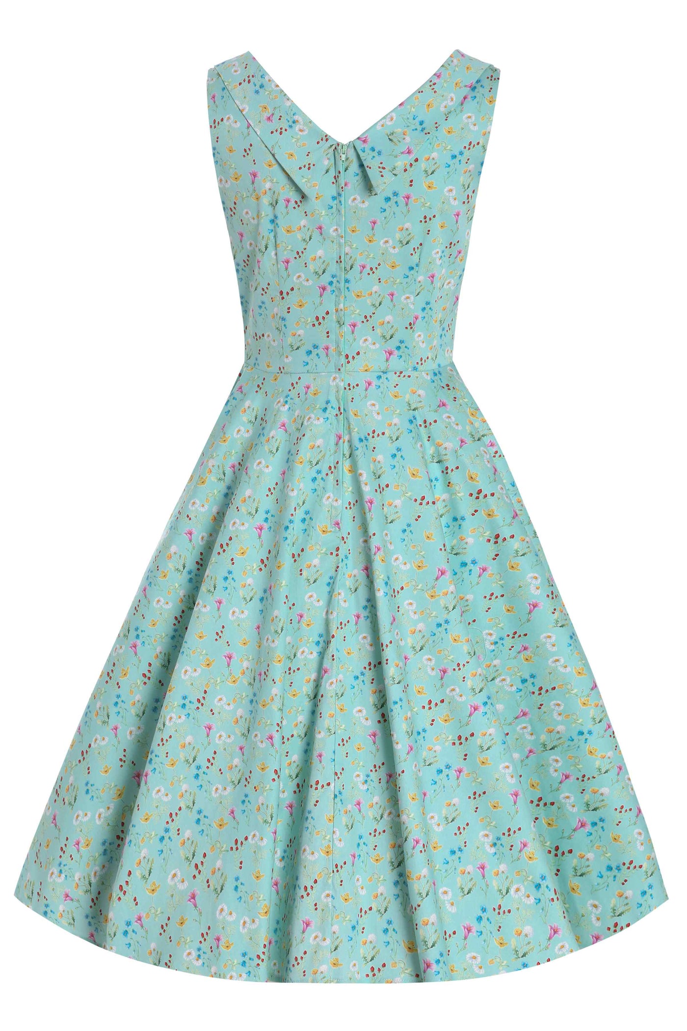 Back View of Meadow Pleated Bust Dress in Green