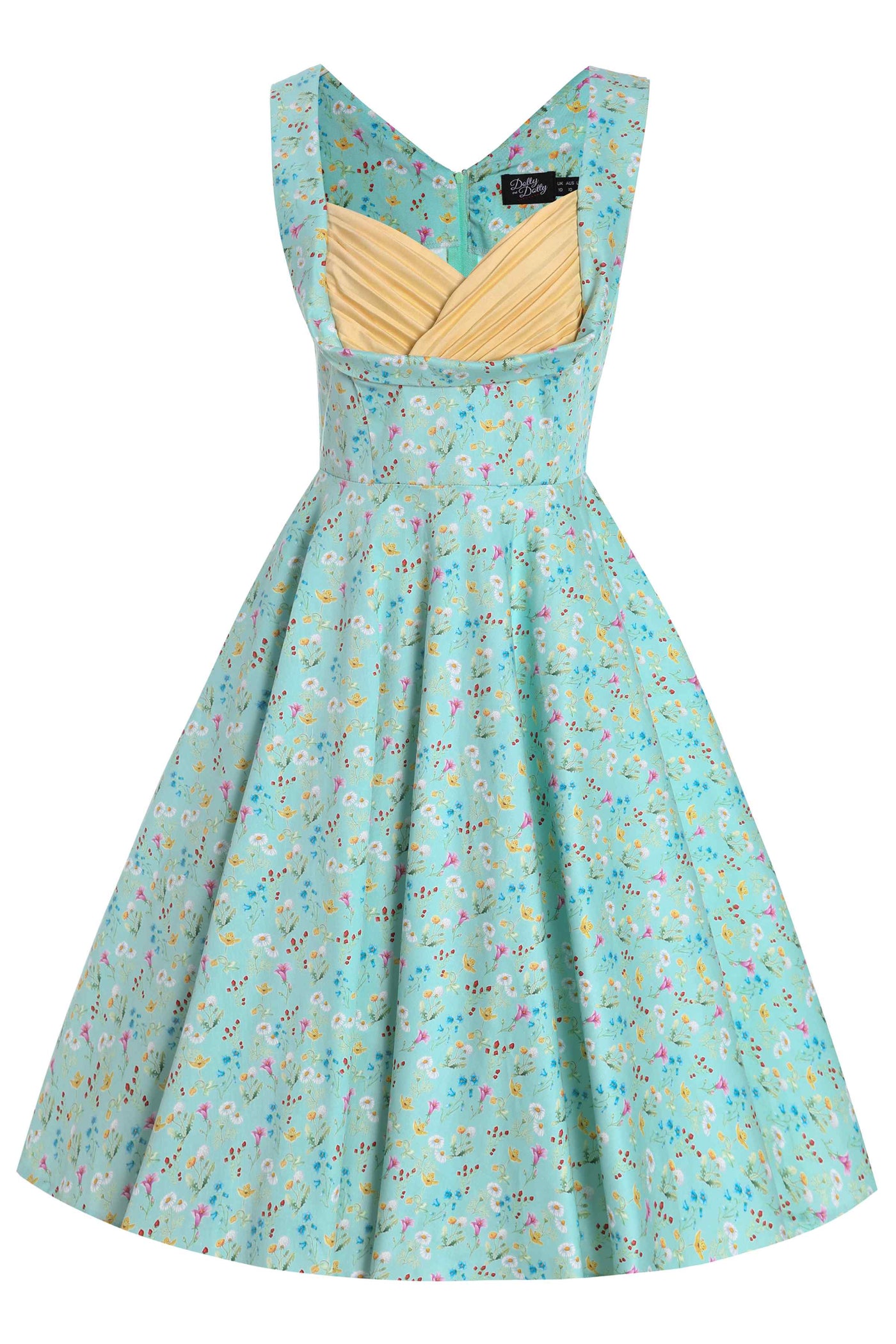 Front view of Green Meadow Pleated Bust Dress