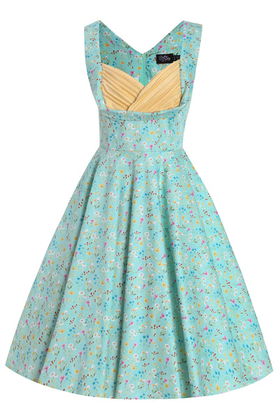 Front view of Green Meadow Pleated Bust Dress