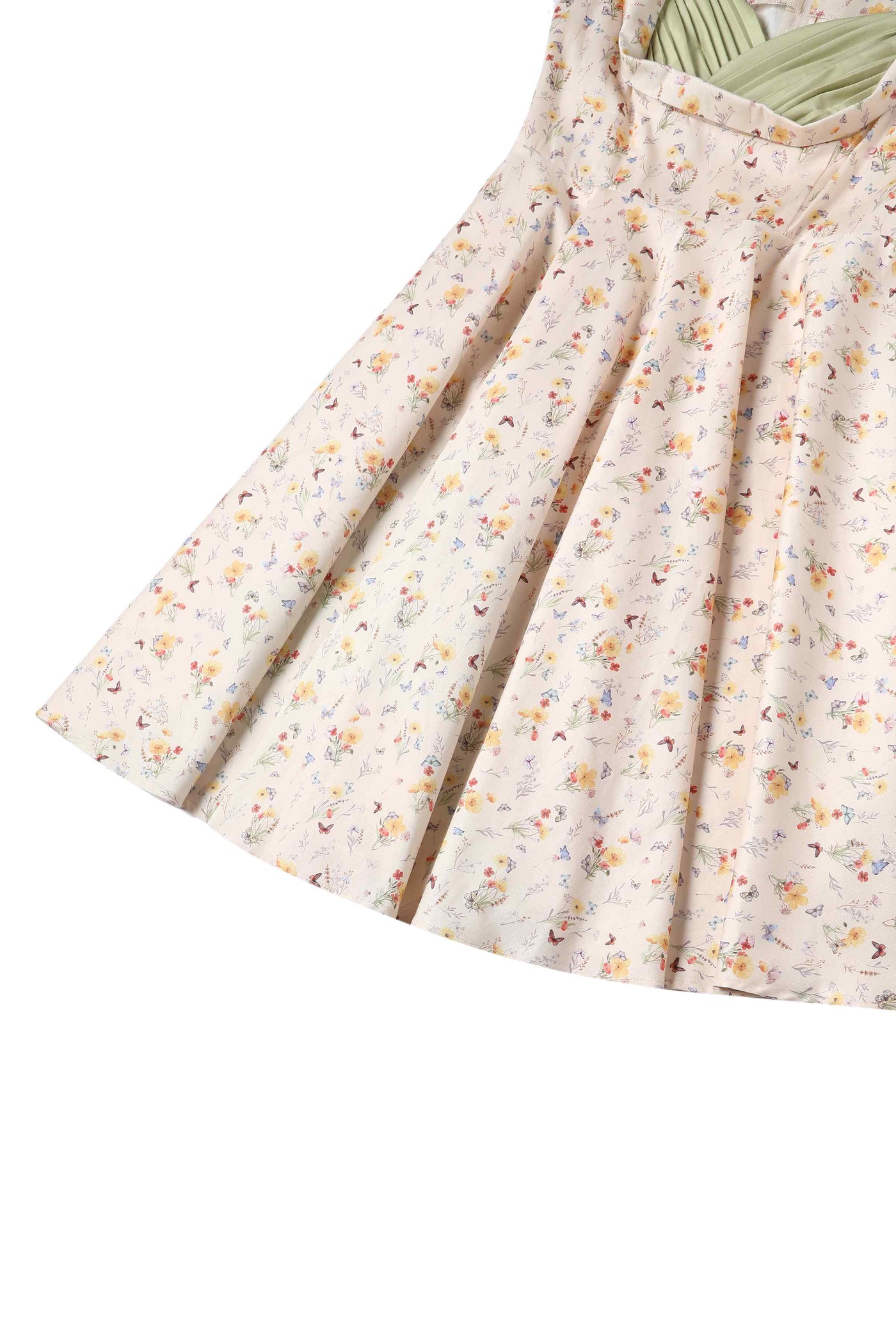 Close up View of Meadow Pleated Bust Dress in Yellow