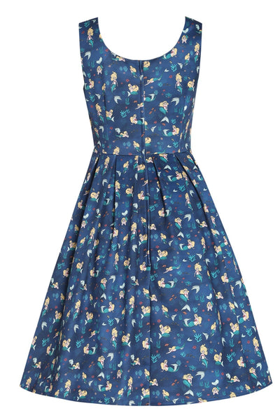 Back view of Mermaid Dark Blue Flared Dress
