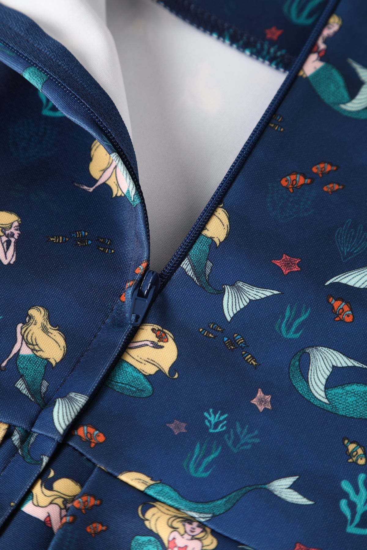 Close up view of Mermaid Dark Blue Flared Dress
