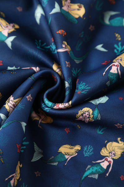 Close up view of Mermaid Dark Blue Flared Dress