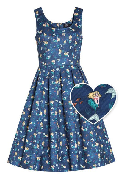 Front view of Mermaid Dark Blue Flared Dress