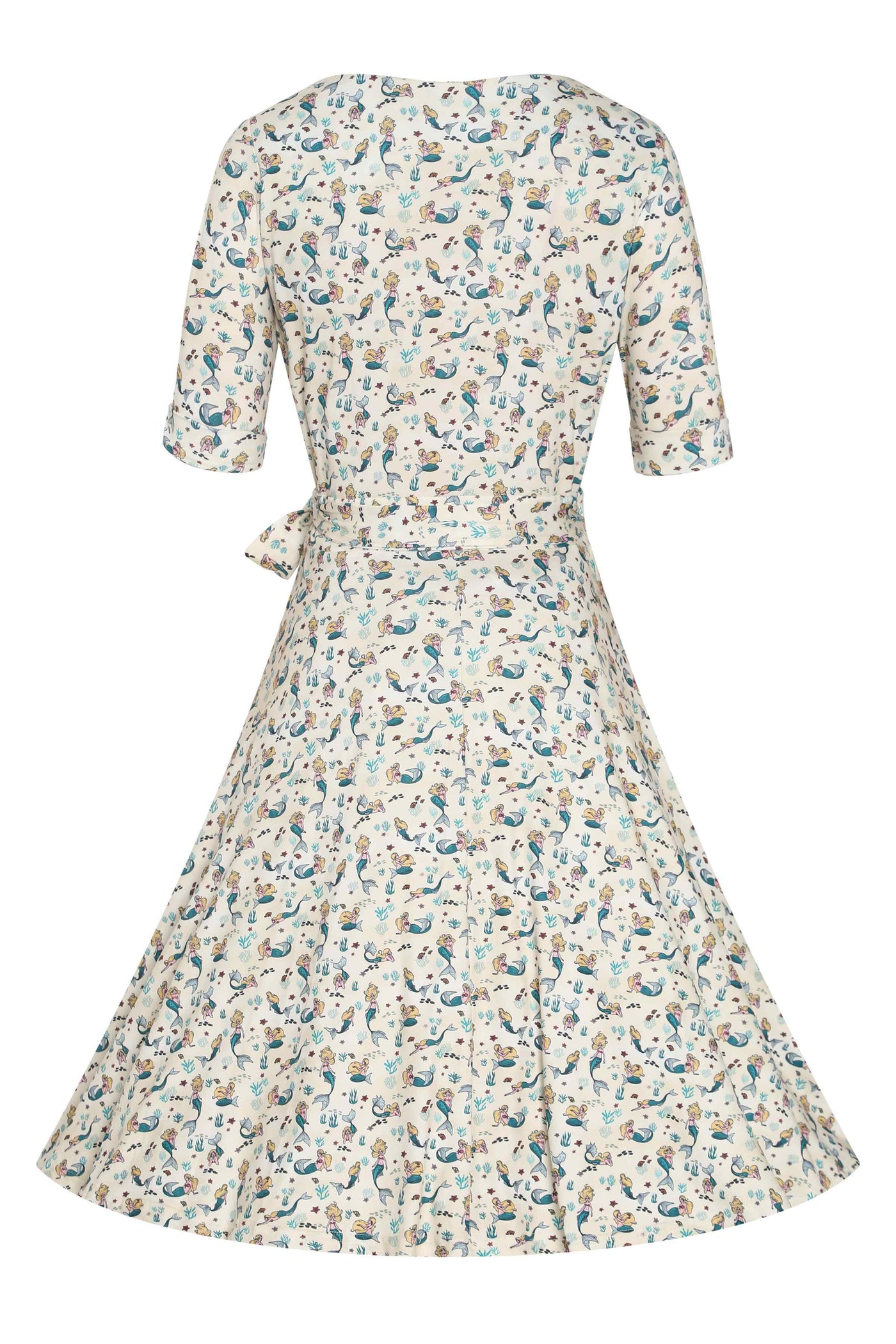 Back view of Mermaid Wrap Dress In Ivory