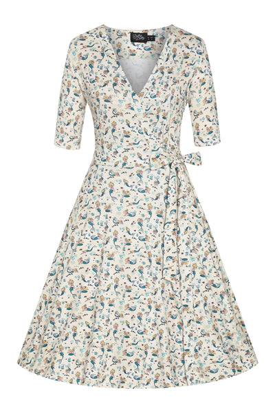 Front view of Mermaid Wrap Dress In Ivory