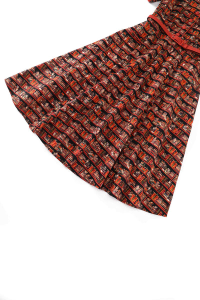 Close up view of Midi Shirt Dress In Sleepy Cat Book Print