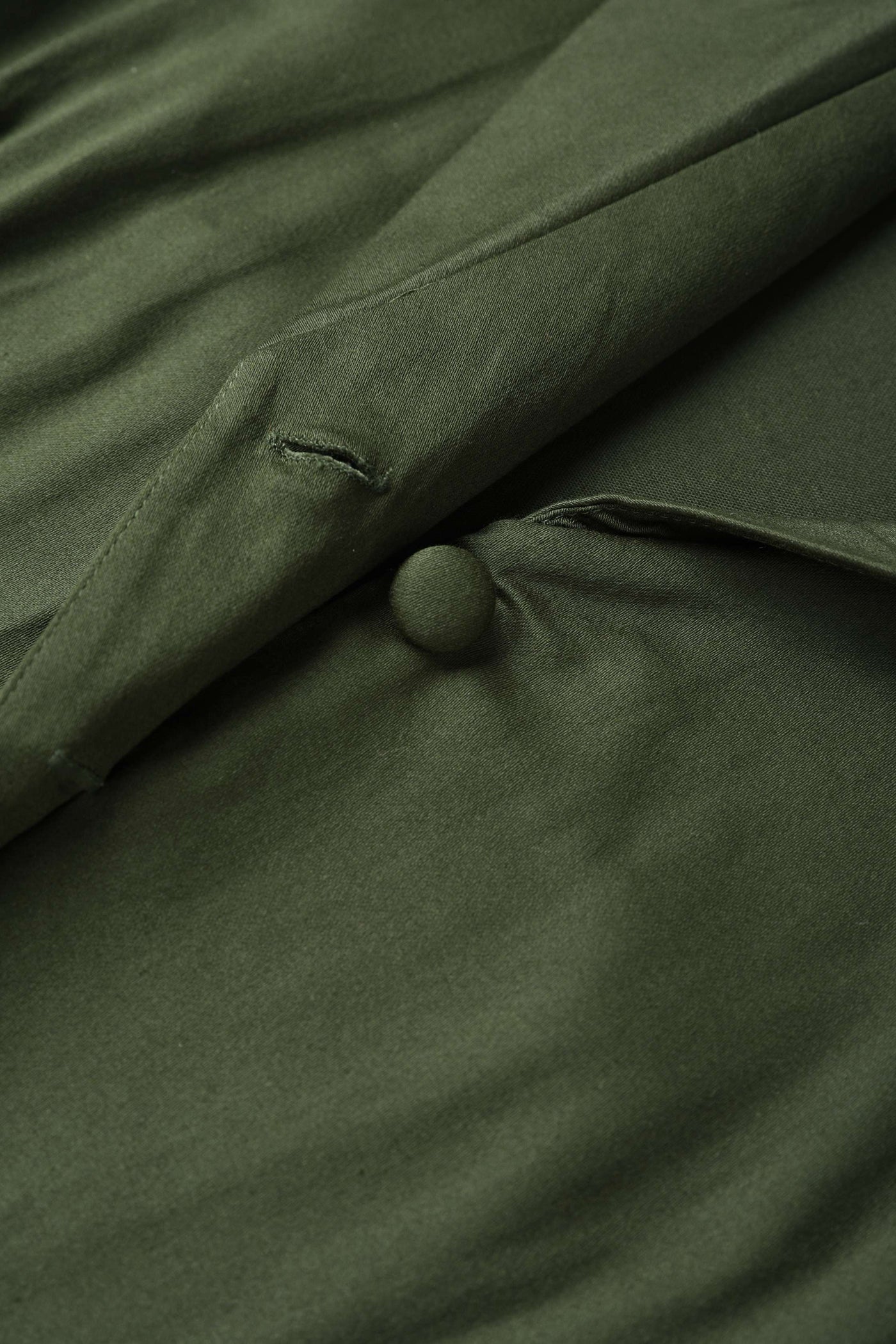 Button detail of Mollie Army Green Full Circle Shirt Dress