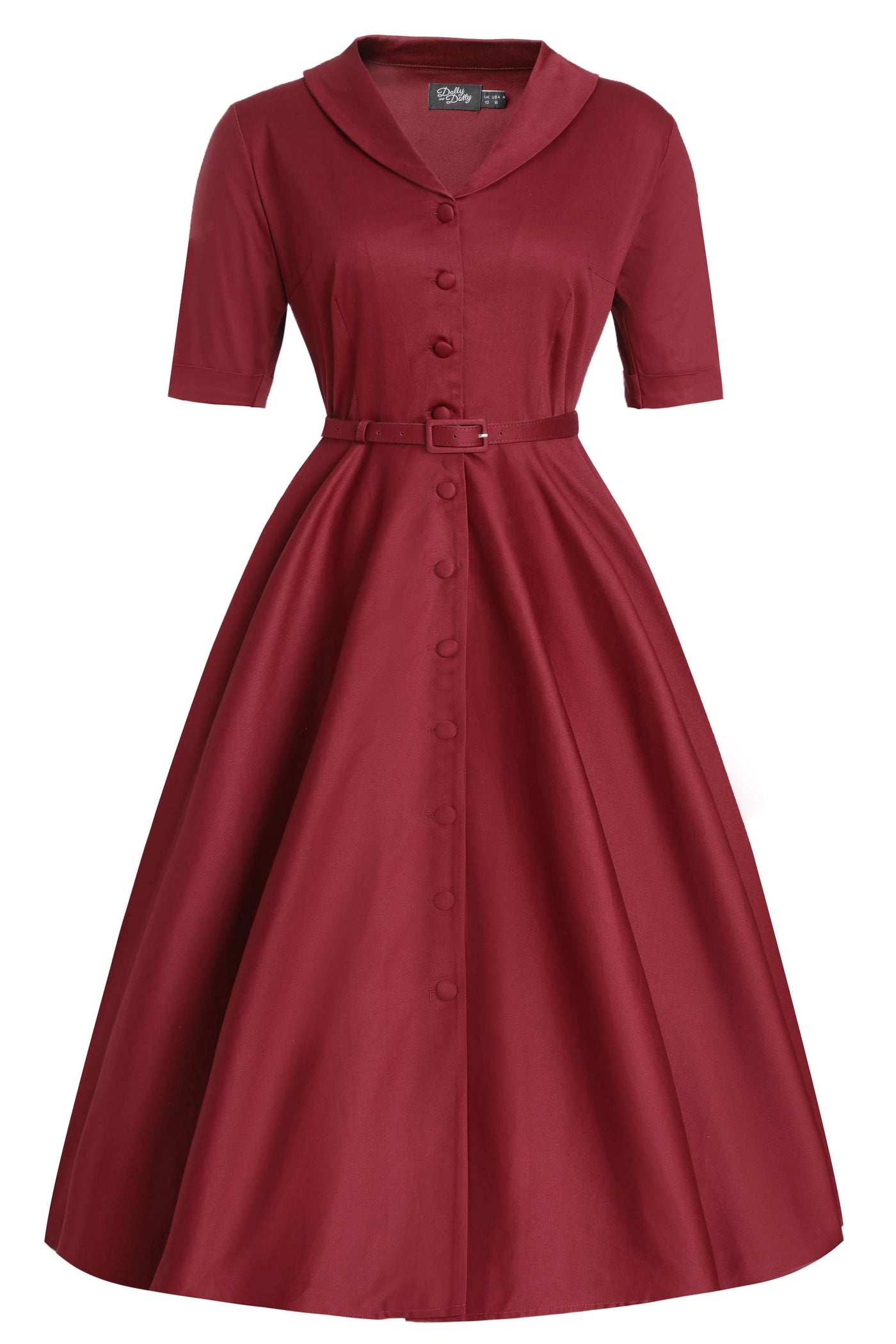 Front view of Mollie Scarlette Red Full Circle Shirt Dress