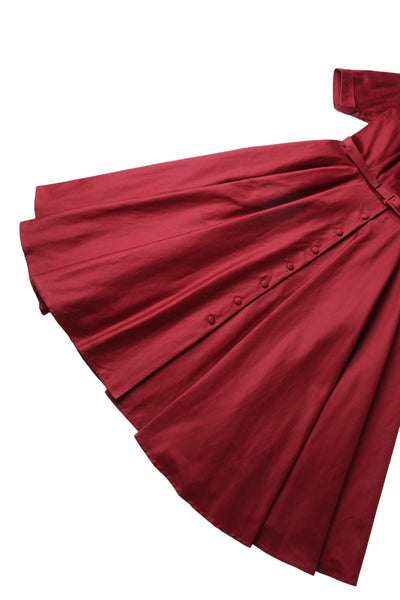 Close up view of Mollie Scarlette Red Full Circle Shirt Dress