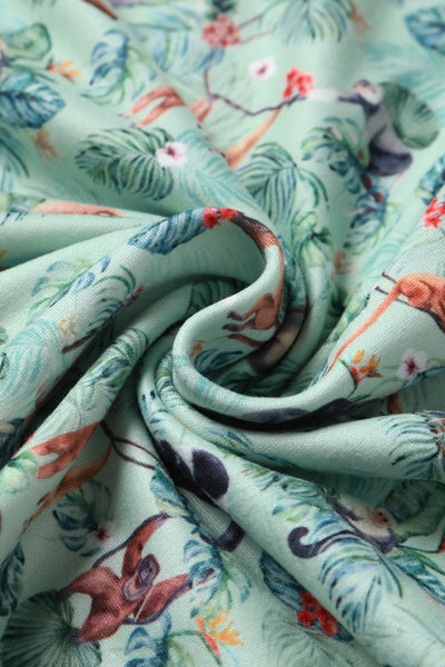 Close up View of Monkey Green Long Sleeved Dress