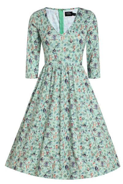 Front View of Monkey Green Long Sleeved Dress