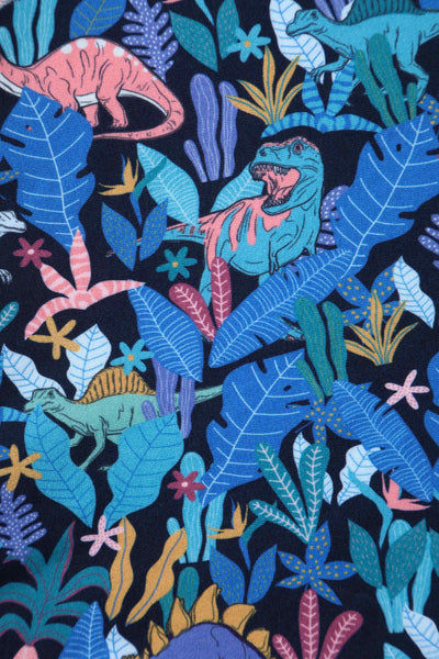 Janice Dinosaur Navy Blue Petal Sleeve Tea Dress