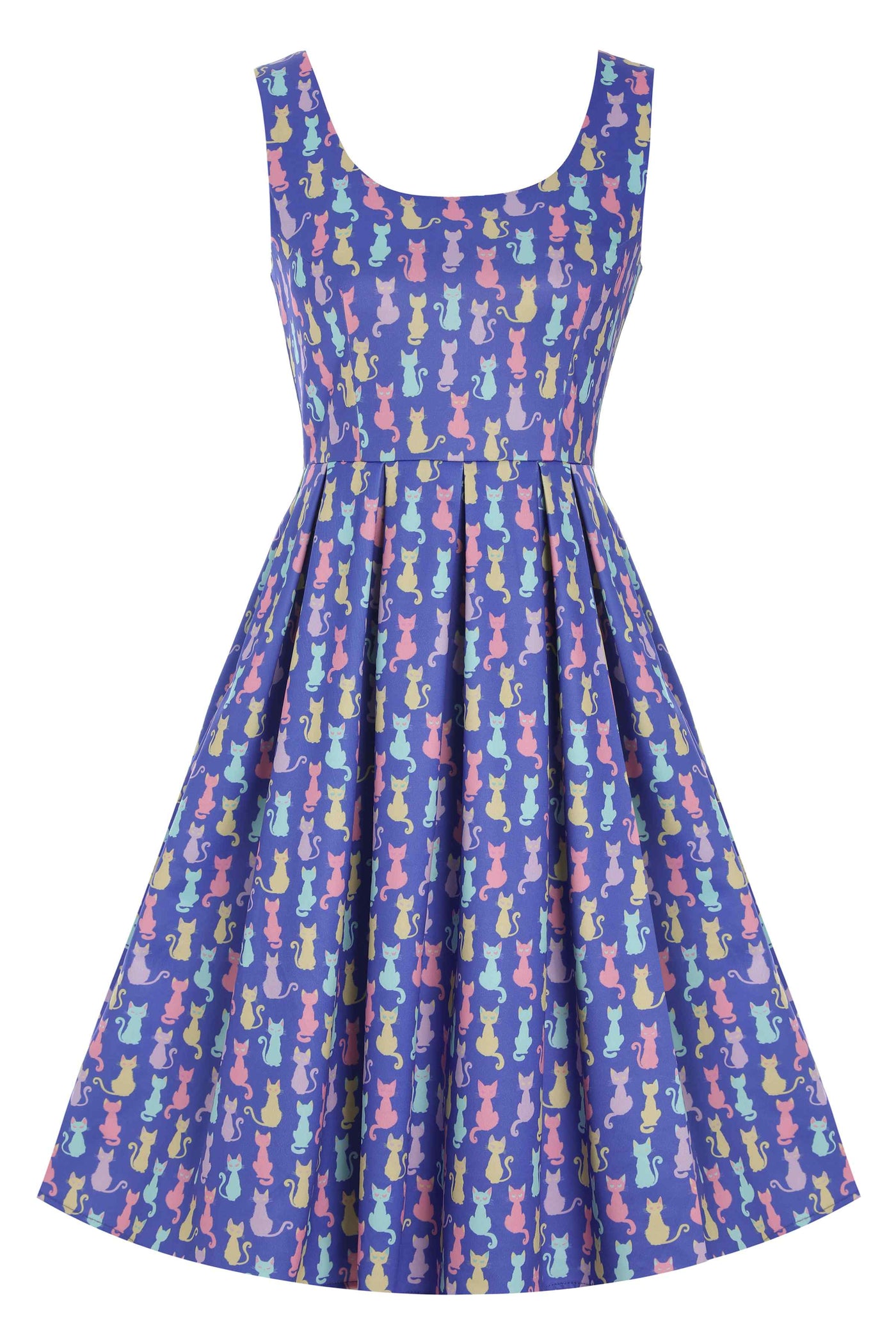 AFront view of Amanda Multicoloured Cat Swing Dress