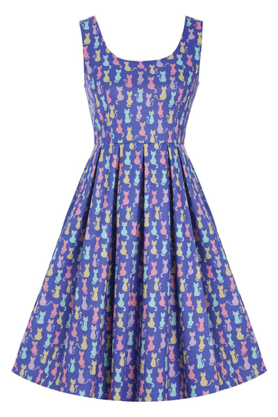 AFront view of Amanda Multicoloured Cat Swing Dress