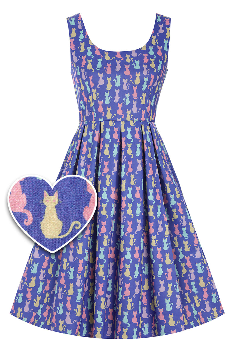 Front view of Multicoloured Cat Swing Dress