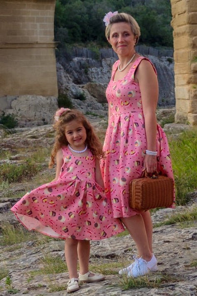 mum and daughter in Pink Cupcake Swing Dress