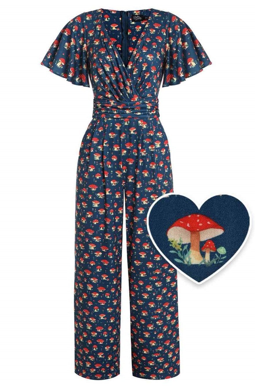 Front view of Mushroom Navy Blue Jumpsuit