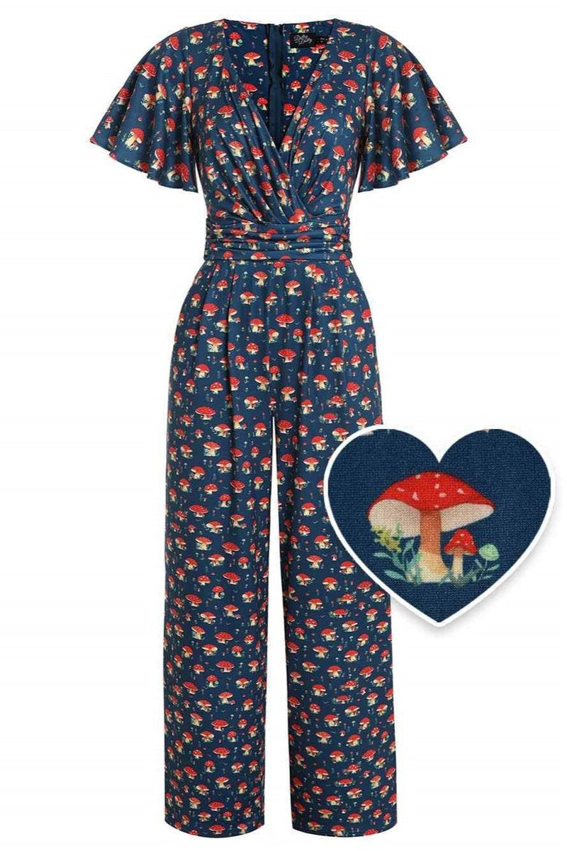 Front view of Mushroom Navy Blue Jumpsuit