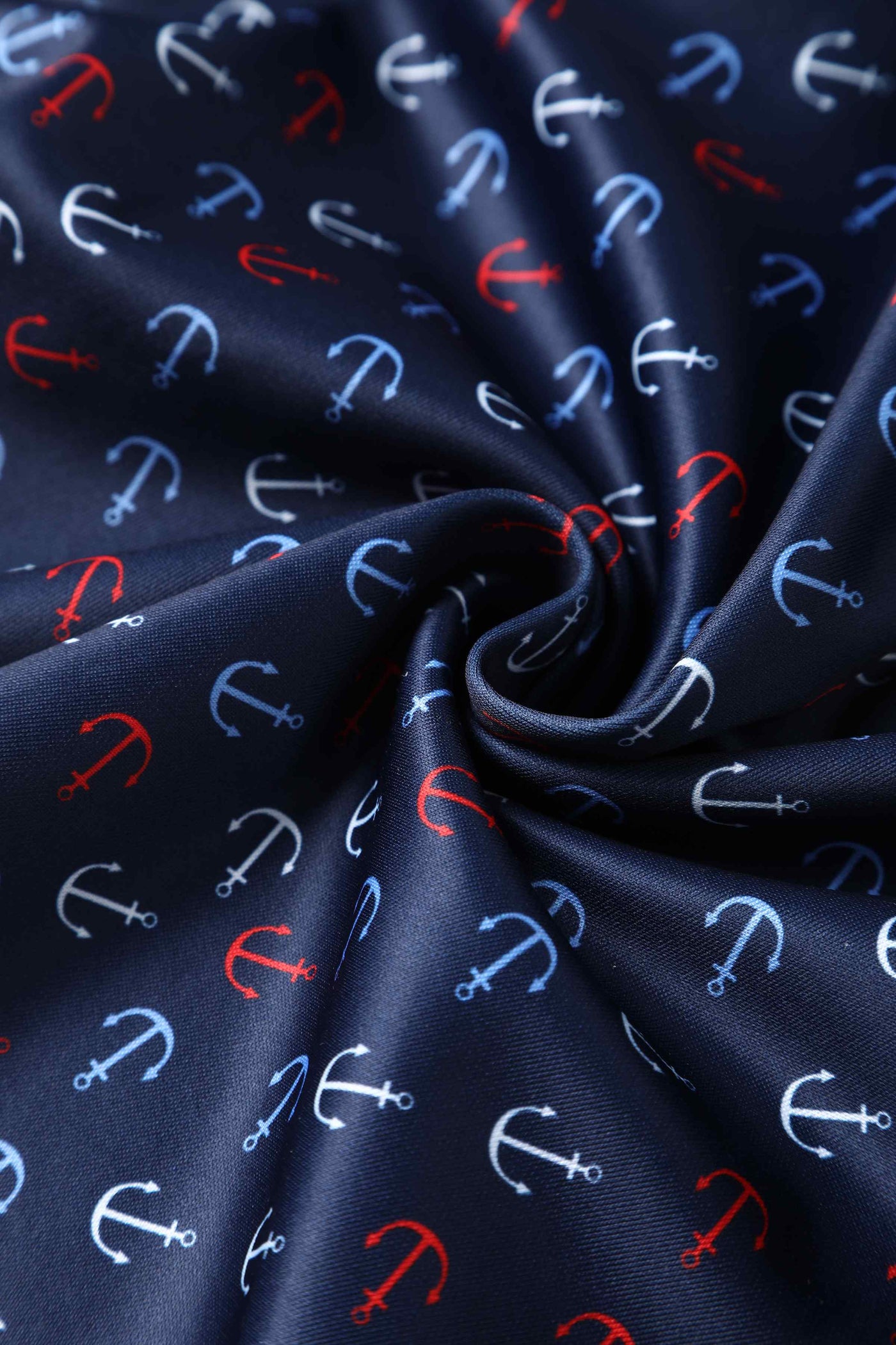 Close up view of Navy Blue Nautical Anchor Strapless Dress
