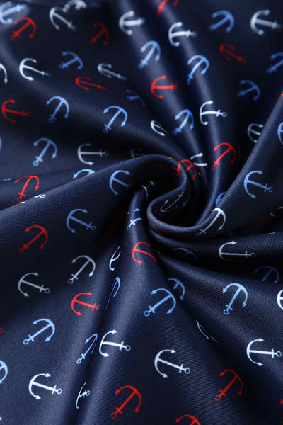Close up view of Navy Blue Nautical Anchor Strapless Dress