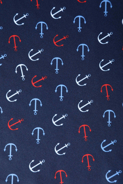 Close up view of Navy Blue Nautical Anchor Strapless Dress