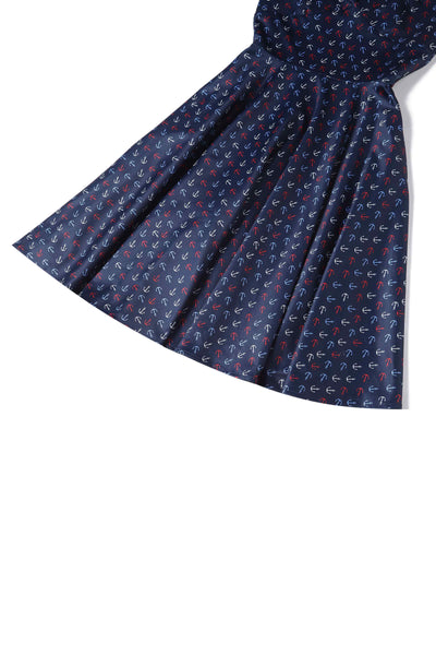 Close up view of Navy Blue Nautical Anchor Strapless Dress\
