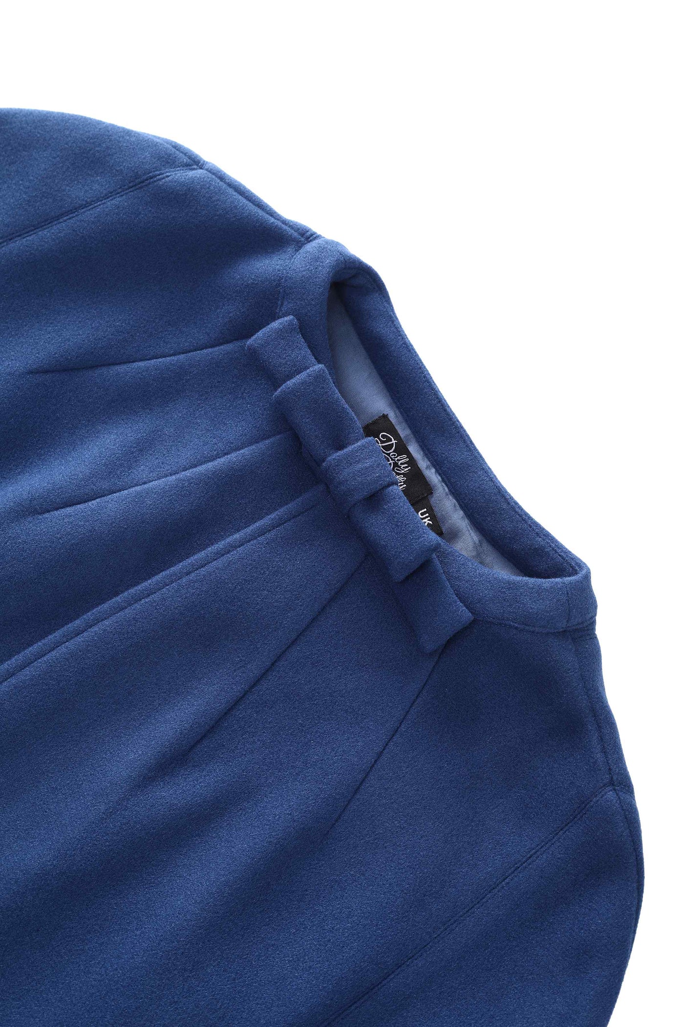 Close up view of Navy Blue Cape Jacket