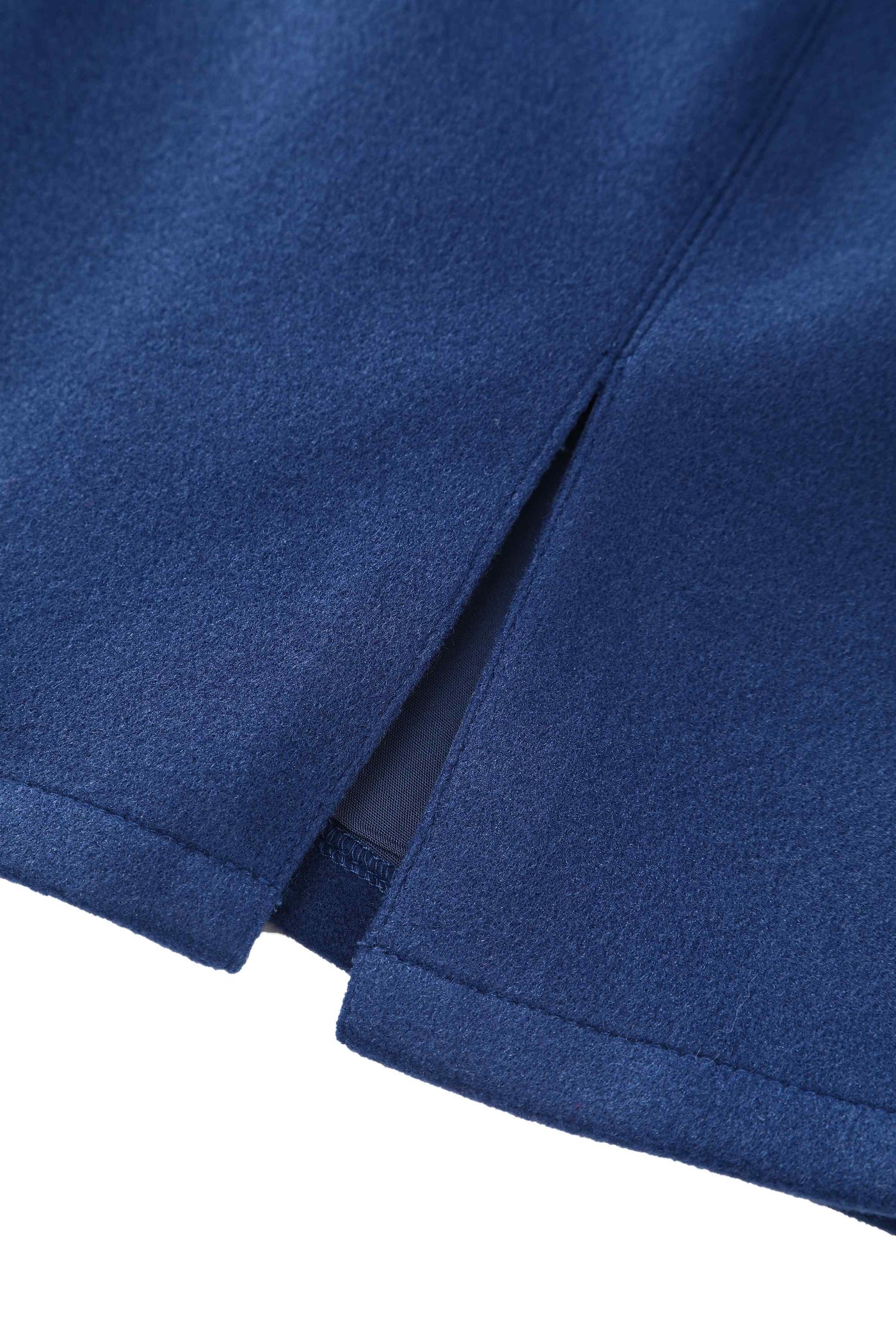 Close up view of Navy Blue Cape Jacket