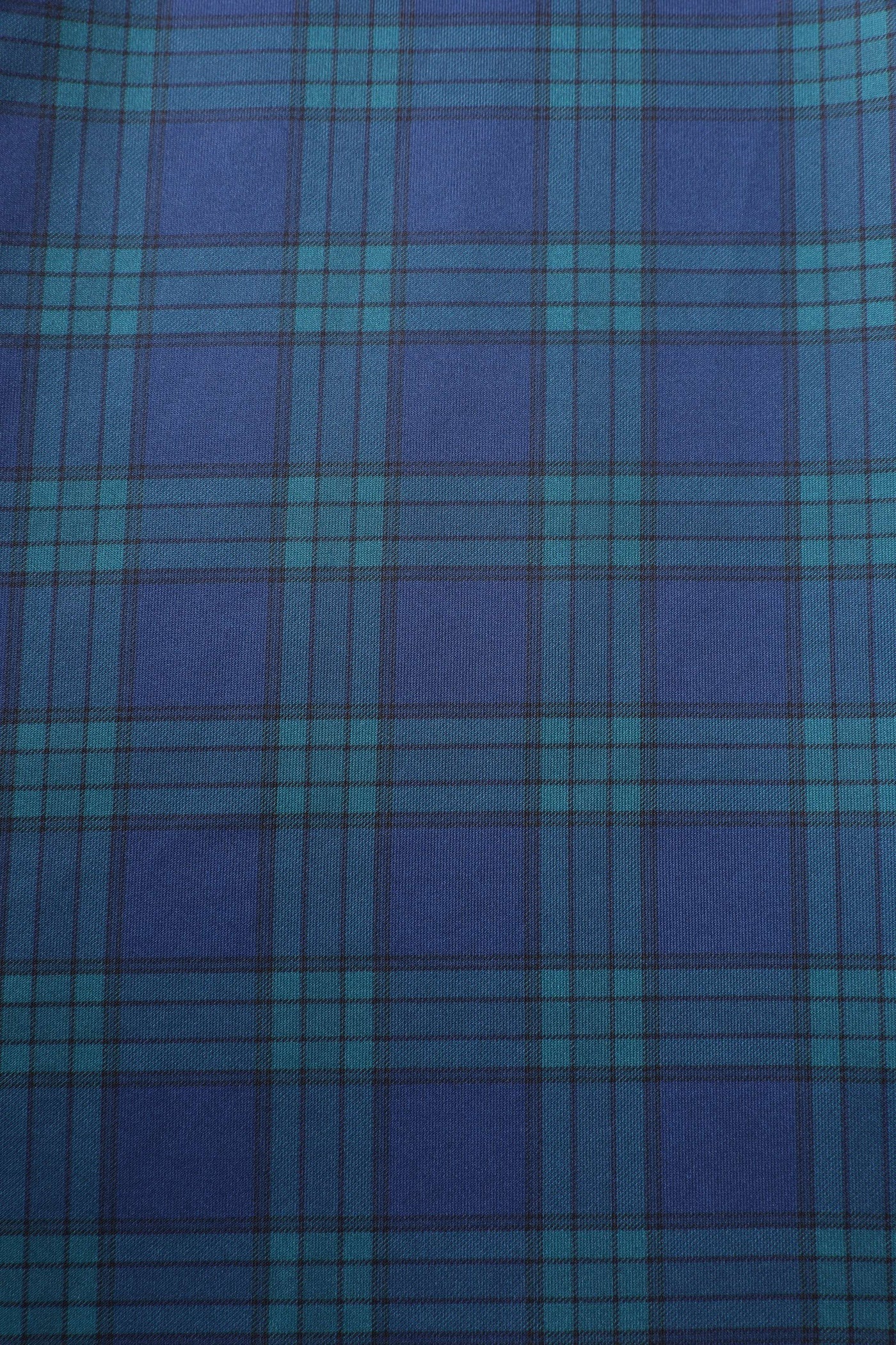 Pattern of Navy Blue Tartan Midi Dress